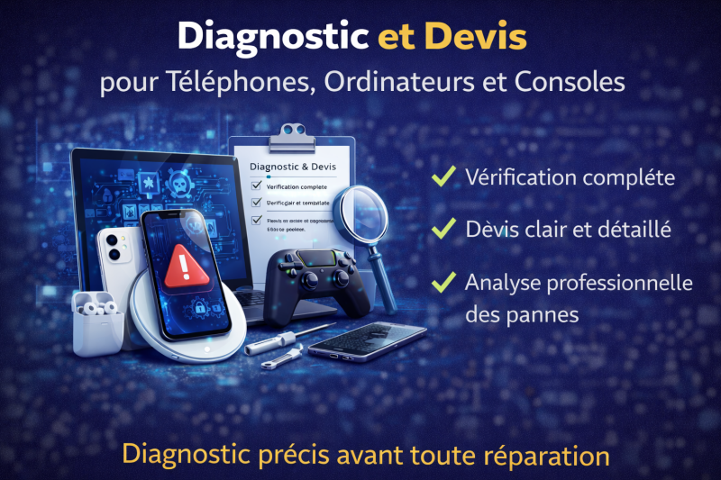 Diagnostic et Devis pour Téléphones, Ordinateurs et Consoles